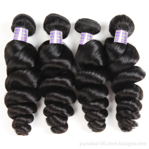 Loose Wave Remy Hair Extension Human Hair Bundles With Closure Natural Color  Weave Bundles 100% Human Hair Bundle With Frontal